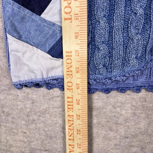 VTG Sandy Starkman Quilted Blue Patchwork Grandmacore Knit Vest Women’s Sz Small - Picture 7 of 16